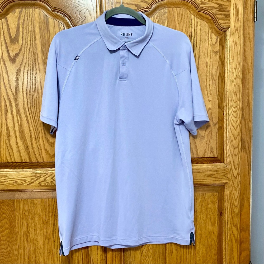 Rhone Delta Pique Polo Shirt Mens Size Medium M Lavender Purple Performance Golf